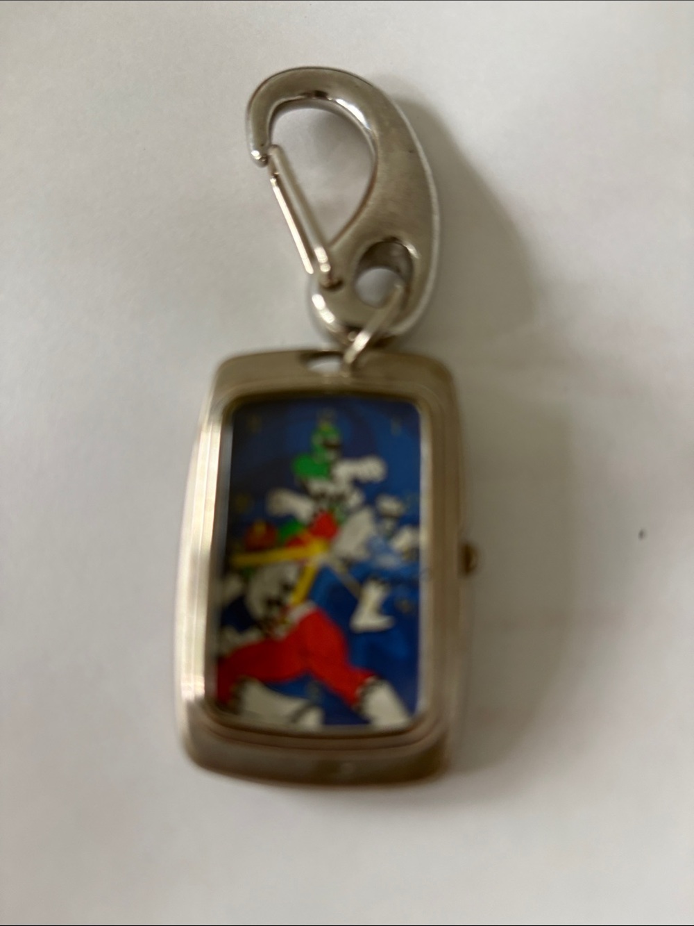 Silver-tone Blue Dial Keychain Watch Charm power ranger